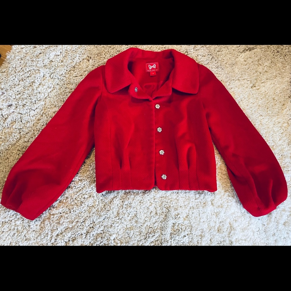 Super Cute Red Crop Jacket - Forever 21